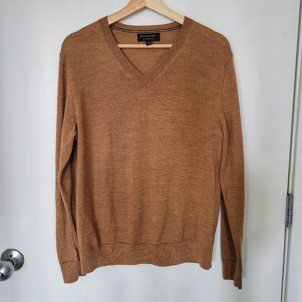 Banana Republic Mens Italian Merino V Neck Sweater